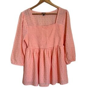 Torrid Pink Eyelet Babydoll Top (Size Large)